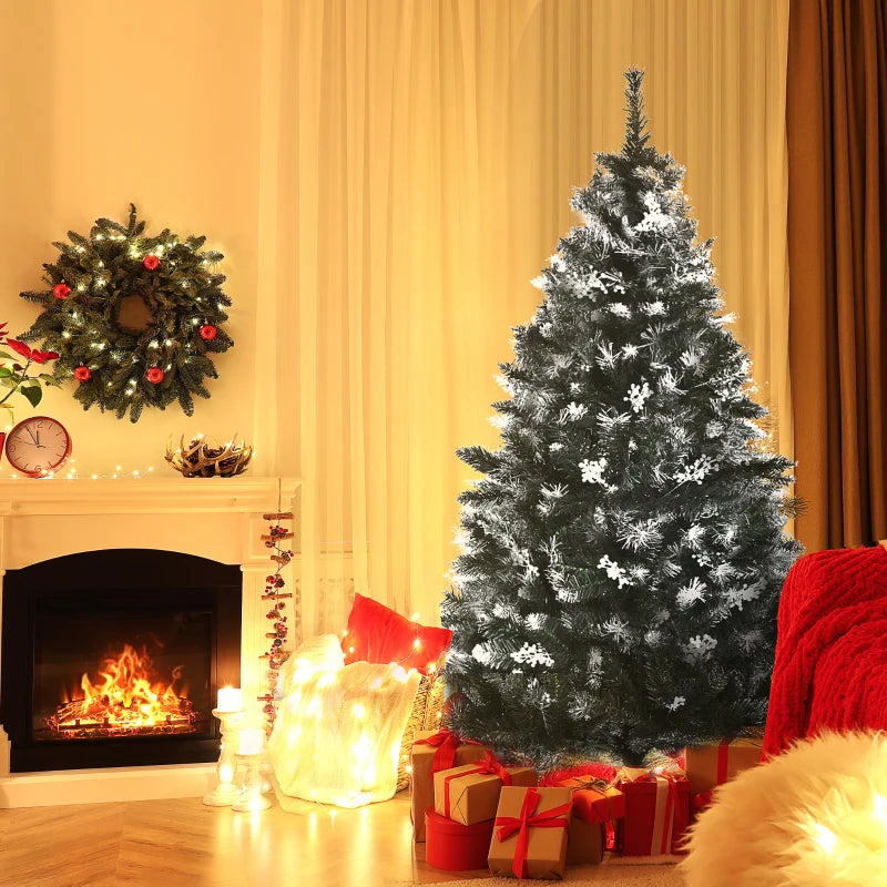 5FT Snow-Dipped Artificial Christmas Tree with White Berries & Star Topper | Indoor Holiday Decoration | Removable Stand