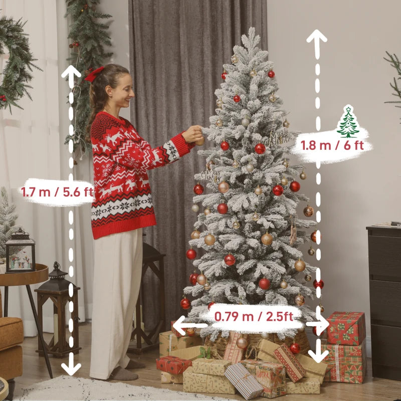 6ft Flocked Artificial Christmas Tree - Realistic Snowy Pine Look, Perfect for Holiday Decor, Easy Assembly, Indoor Use