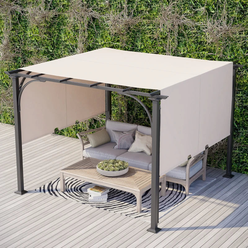 3m x 3m Outdoor Retractable Pergola - Beige