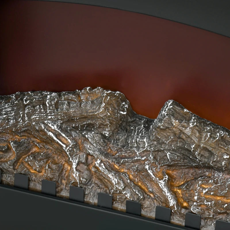 Electric Fireplace Stove Heater with LED Flame Effect Freestanding Portable Overheat Protection 1000W 2000W Black