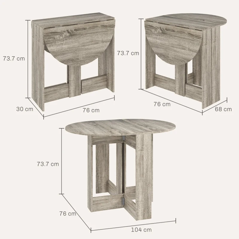 Space-Saving Drop Leaf Folding Dining Table for Small Spaces - Stylish Grey Kitchen & Dining Room Furniture