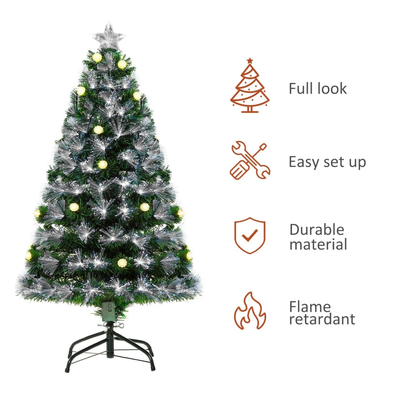 4ft Pre-Lit White Artificial Christmas Tree with 130 LEDs & Star Topper - Full Bodied Seasonal Decoration for Home