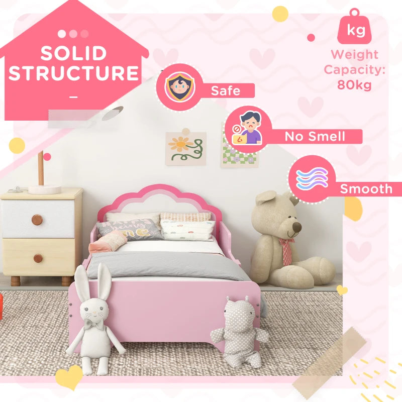 ZONEKIZ Princess Toddler Bed Frame - Cloud Design, Pink Kids Bed, 143x74x55cm, Perfect for Little Dreamers