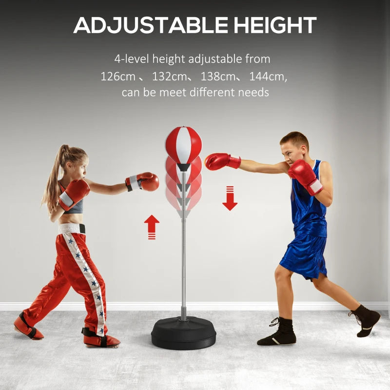Adjustable Height Boxing Bag Set with Stand for Home Fitness Training Red