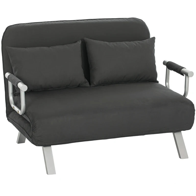 Charcoal Grey Two-Seater Click-Clack Sofa Bed for Stylish Living Space