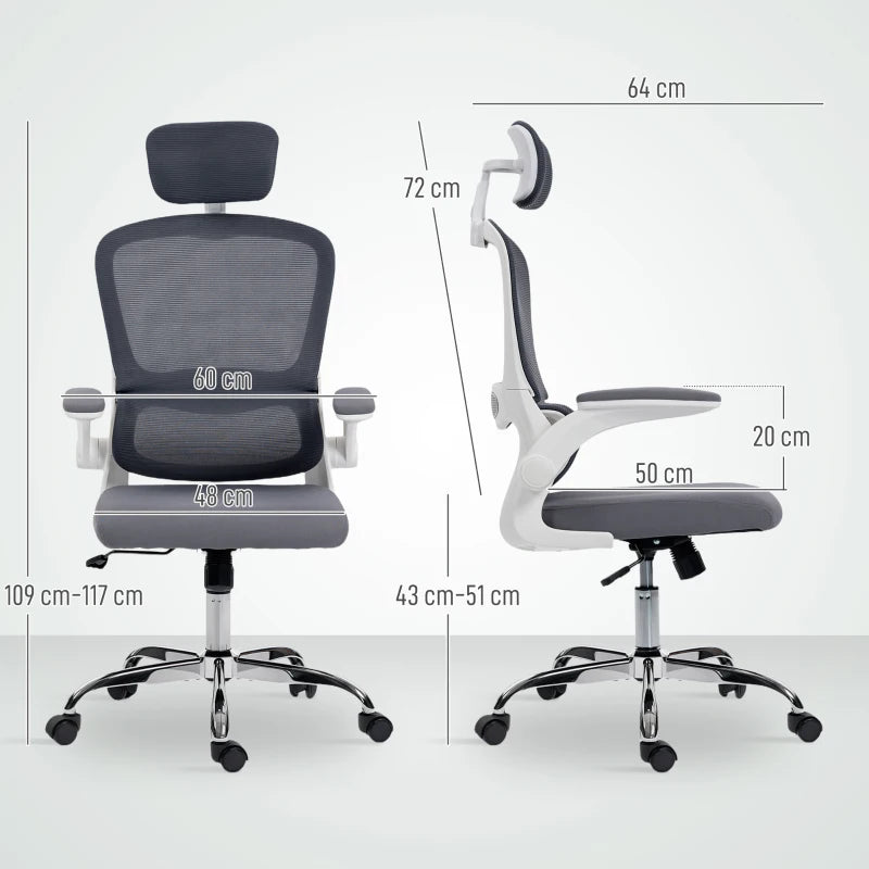 Ergonomic Mesh Back Office Chair with Lumbar Support - Stylish Charcoal Grey Design for Comfort and Productivity