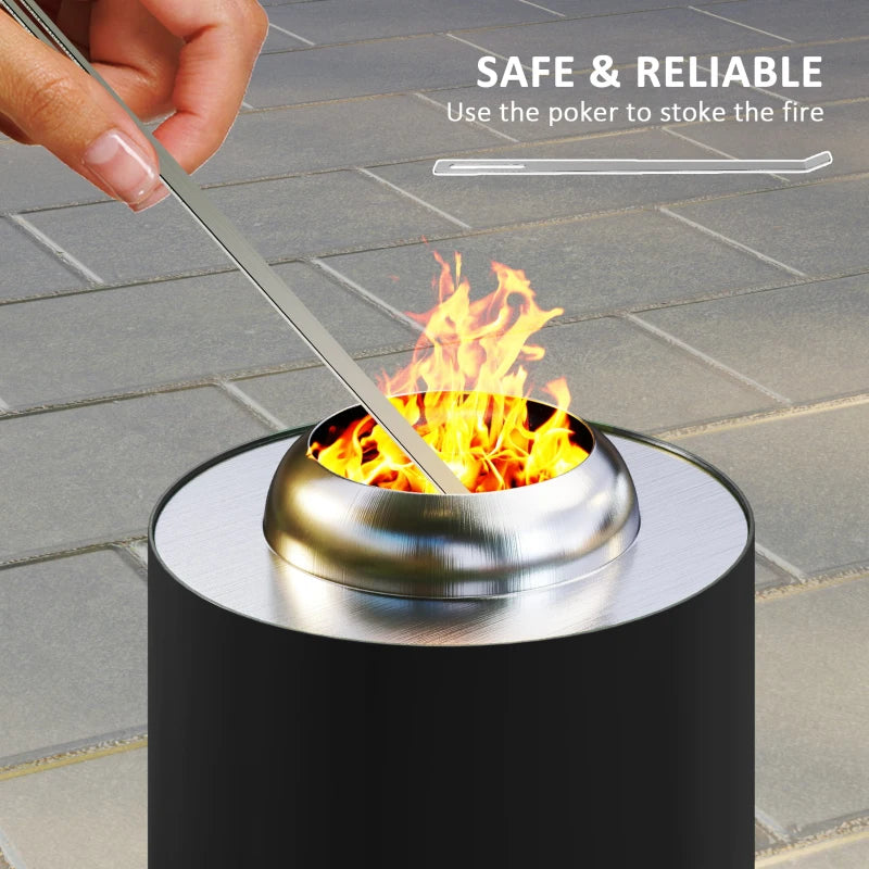 Portable Smokeless Fire Pit - 16x16cm Stainless Steel Wood Burning Tabletop Fire Pit for Garden & Camping - Black