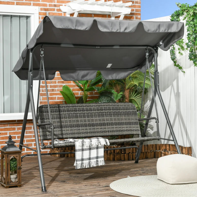 3 Seater Garden Swing Bench - Grey
