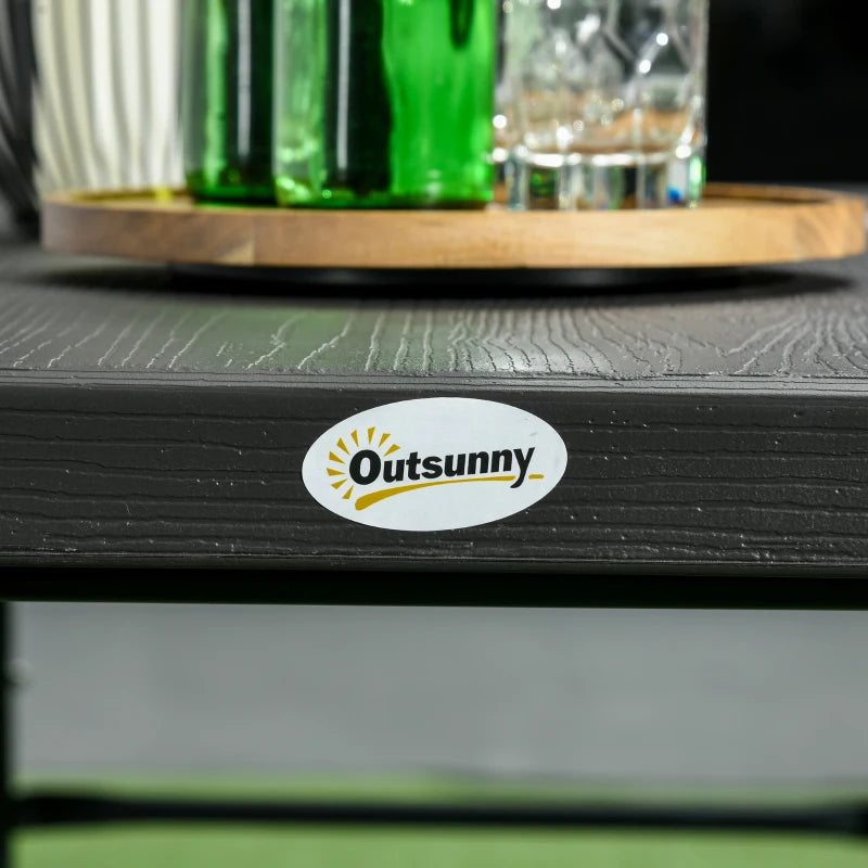 Folding Picnic Table Set for 4 - 3-Piece Portable Garden Furniture with 2 Benches, Dark Grey Plastic Top and Steel Frame