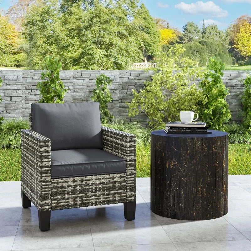 Light Grey Rattan Armchair with Cushions - Single Size