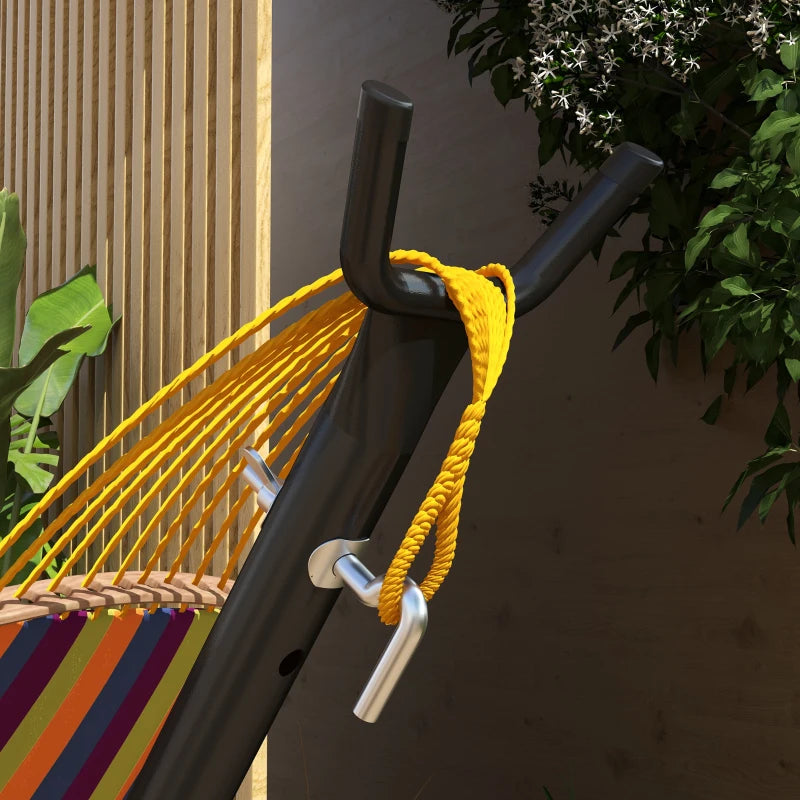 Steel Frame Hammock Stand with Side Tray, Black