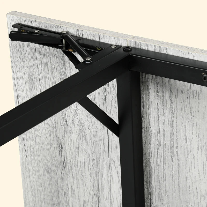 Stylish Grey Four-Person Drop Leaf Dining Table - Space-Saving Design for Modern Homes and Small Dining Areas