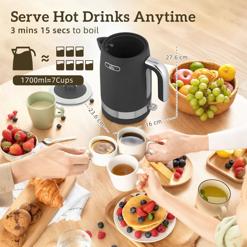 Sleek Black Textured Kettle and Toaster Set - Modern Kitchen Appliances for Stylish Cooking and Brewing