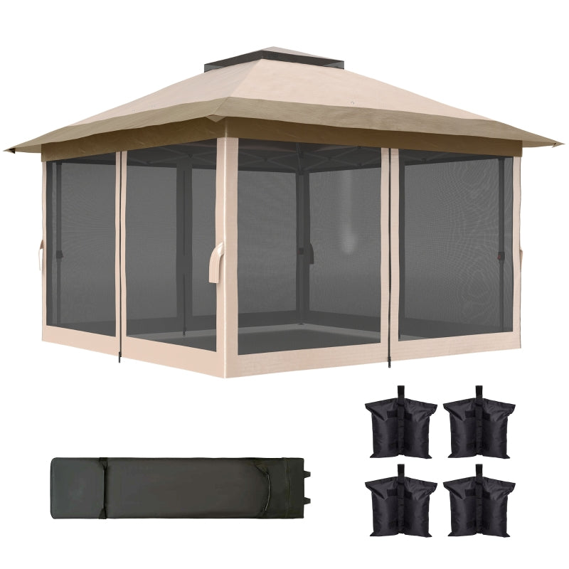 Spacious 3.6m Pop-Up Gazebo with Accessories - Beige