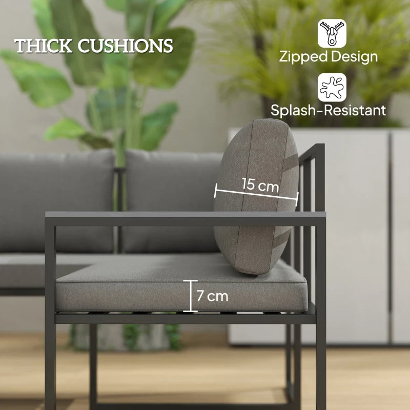 6-Piece L-Shaped Garden Furniture Set with 3 Loveseats - Grey Outdoor Seating