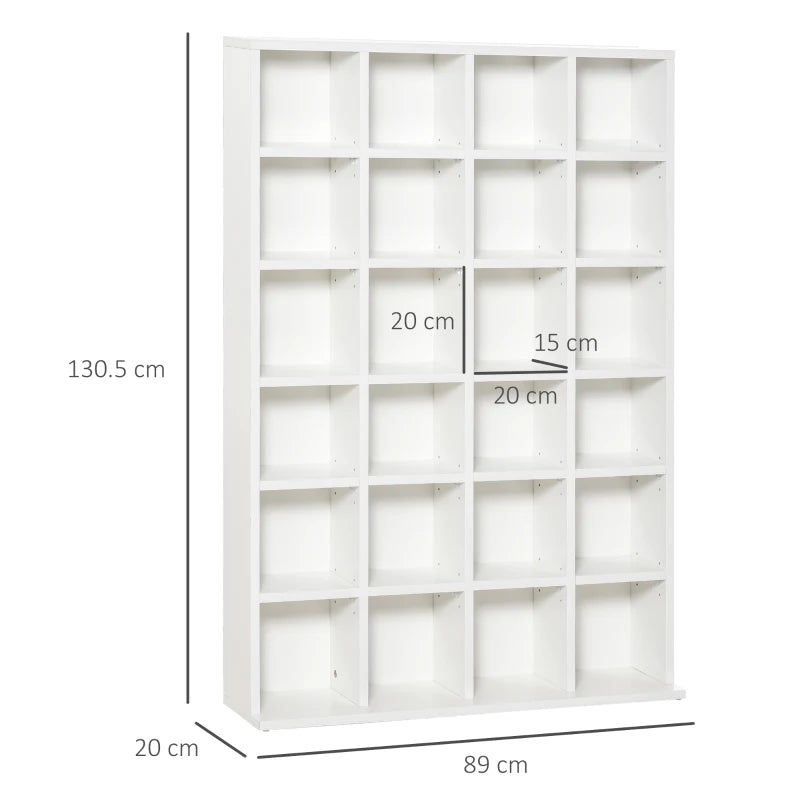 Adjustable CD Storage Unit with Shelves - 89 x 130.5 cm - Modern White Design for Organizing Music Collections