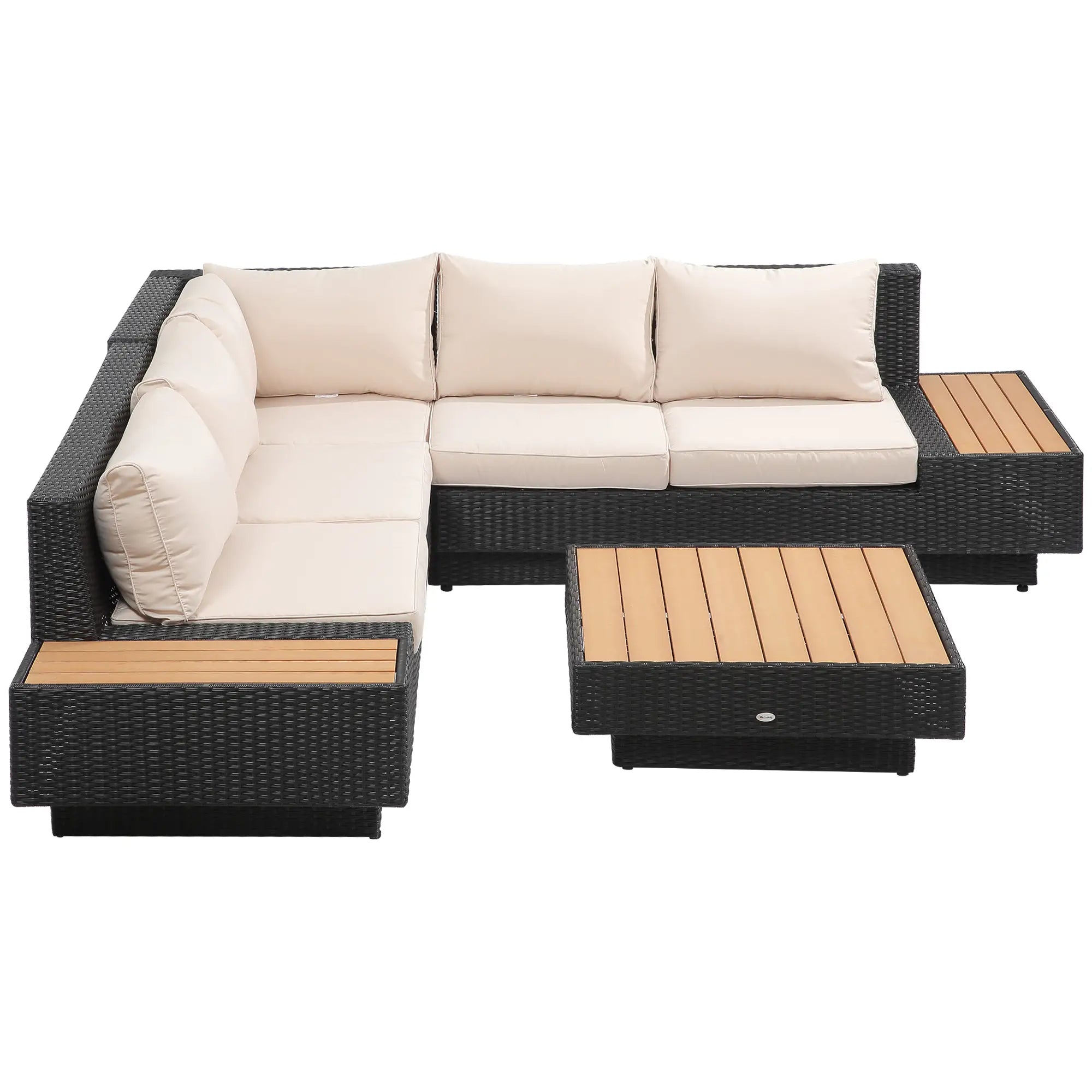 Luxury Black Rattan 4-Piece Outdoor Corner Sofa Set