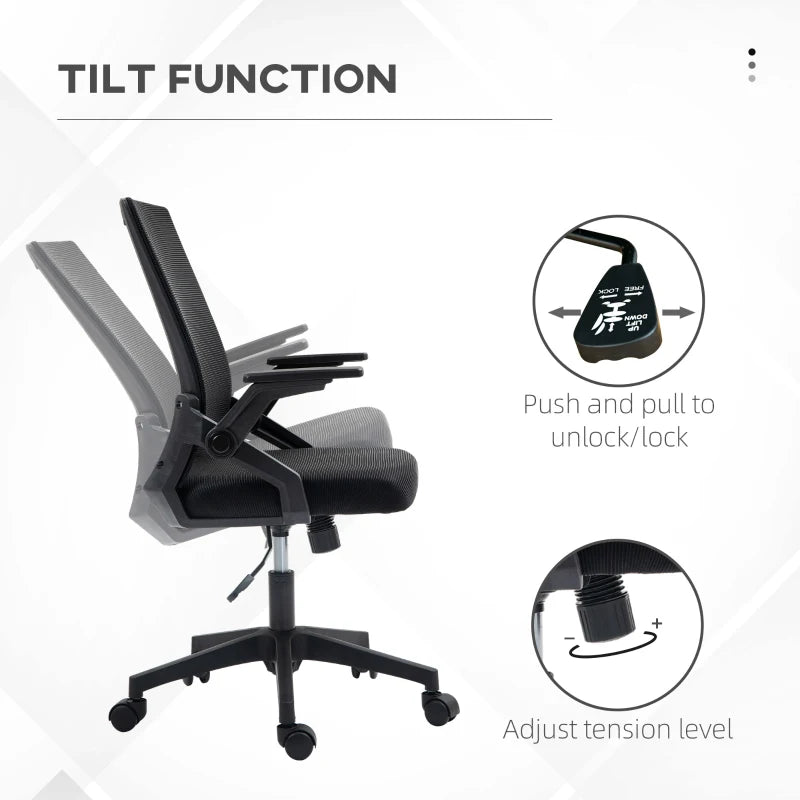 Vinsetto Ergonomic Office Chair with Lumbar Support - Stylish Black Design for Comfort and Productivity