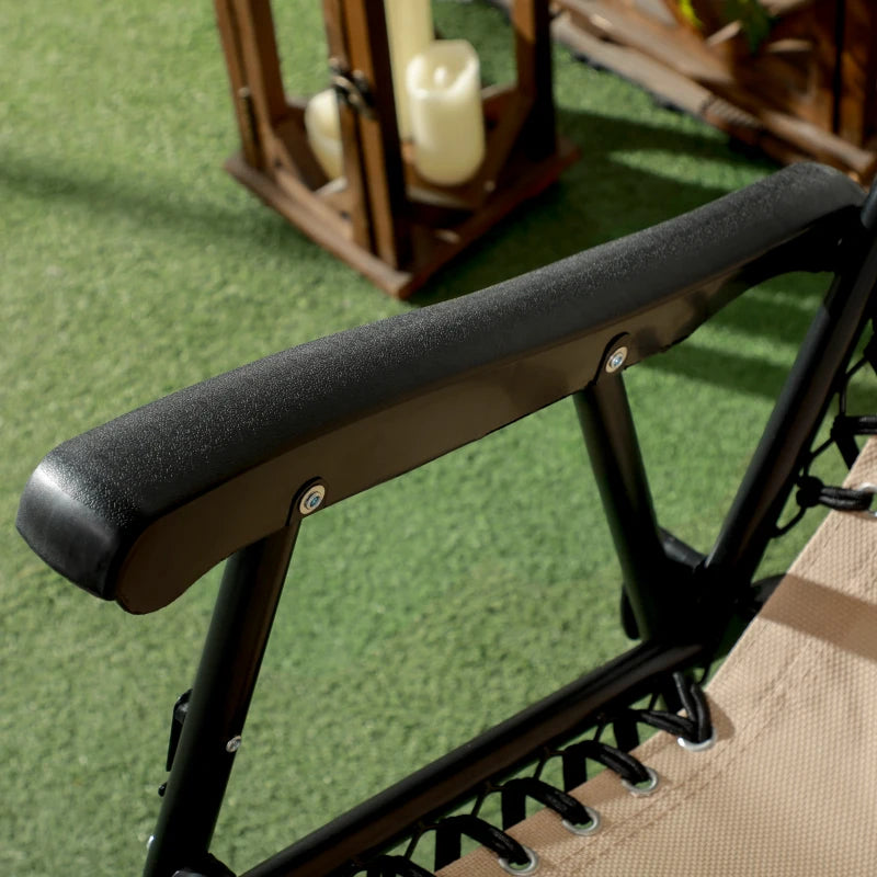 Beige Folding Rocking Zero Gravity Chair with Headrest