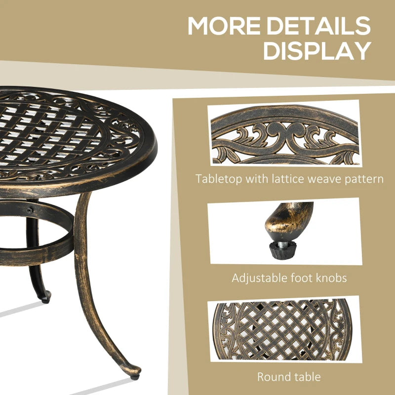 Bronze Round Industrial Side Table with Hollow Top - Patio, Garden, Balcony