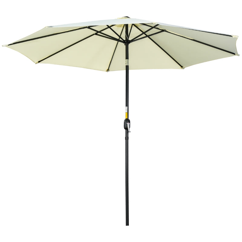 Beige 3m Tilt Garden Umbrella with 8 Ribs and Crank Handle