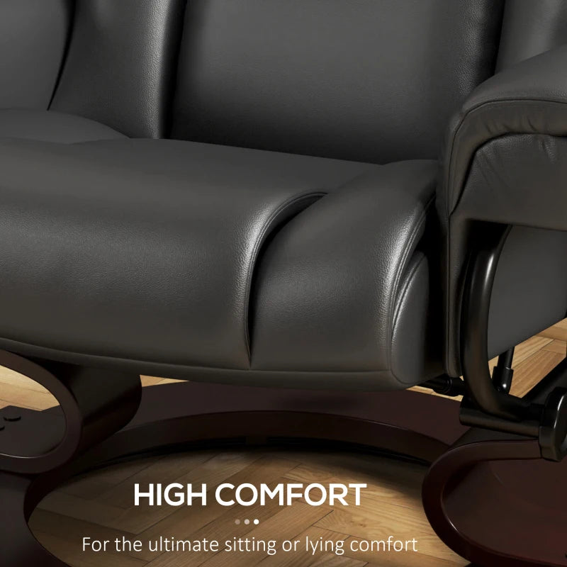 Upholstered Massage Recliner Chair with Footstool, Adjustable Backrest, Steel Frame, Swivel Armchair for Living Room and Bedroom, Black