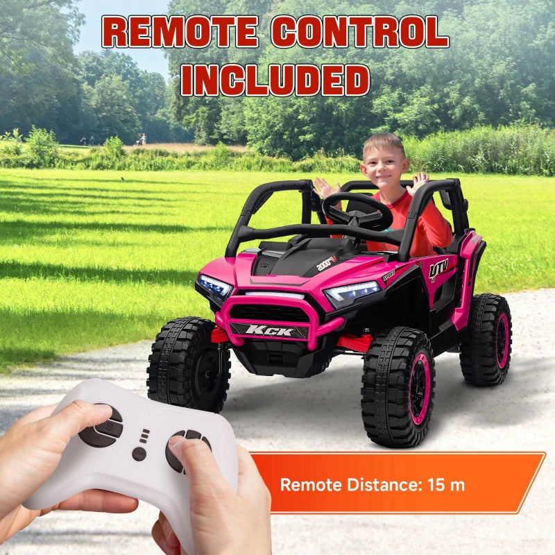Pink 2 Seater Electric Ride On Truck with Remote Control 24V Battery Powered Car
