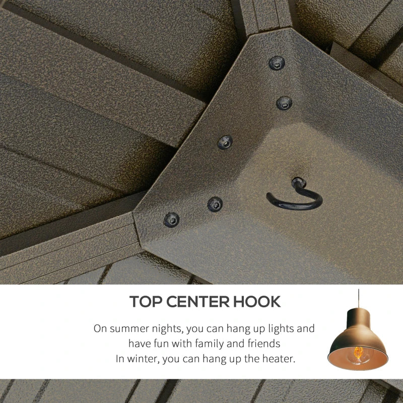 Brown 3.65m x 3m Aluminium Hardtop Gazebo