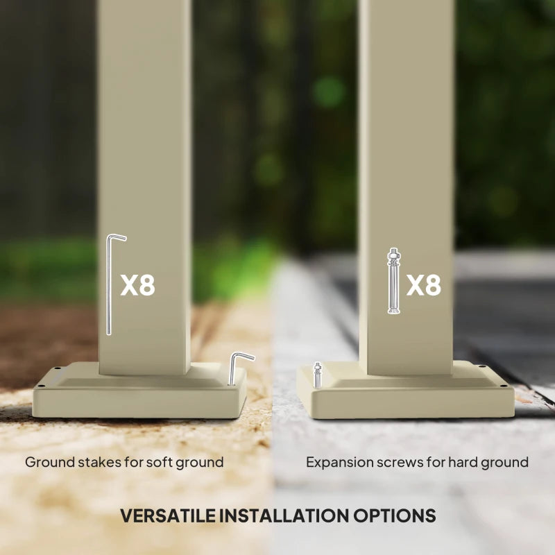 3x3m Retractable Pergola with Sun Shade Canopy, UPF30+, Khaki