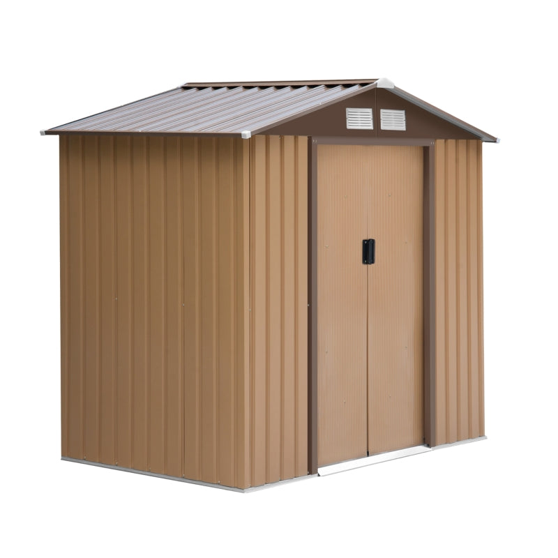 Yellow 7ft x 4ft Lockable Metal Shed
