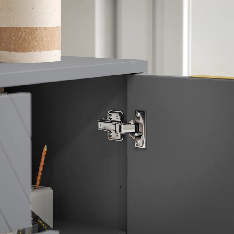 Modern Grey Sideboard with 3 Drawers & Adjustable Shelves - Stylish Storage Solution for Living Room Furniture