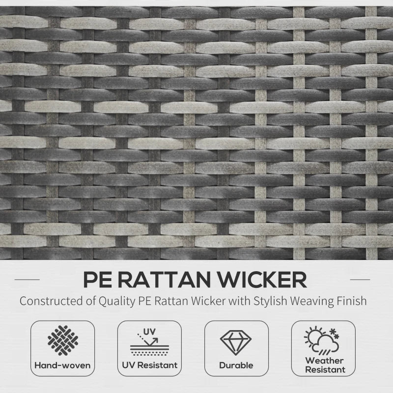 Grey Rattan Folding Sun Lounger with Cushion and Pillow