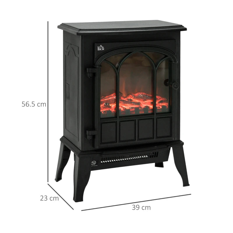 Freestanding Electric Fireplace Heater with LED Flame Effect and Overheating Protection 1000W 2000W Black