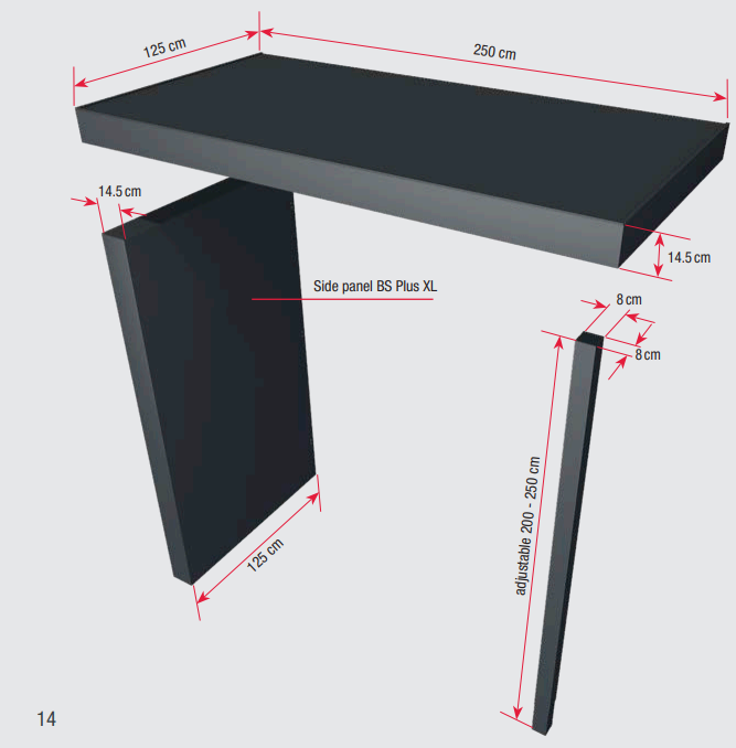 Custom Colour - BS250PLUS (125cm projection) Aluminium Canopy with Post, Side Panel + LED light - 250x125cm