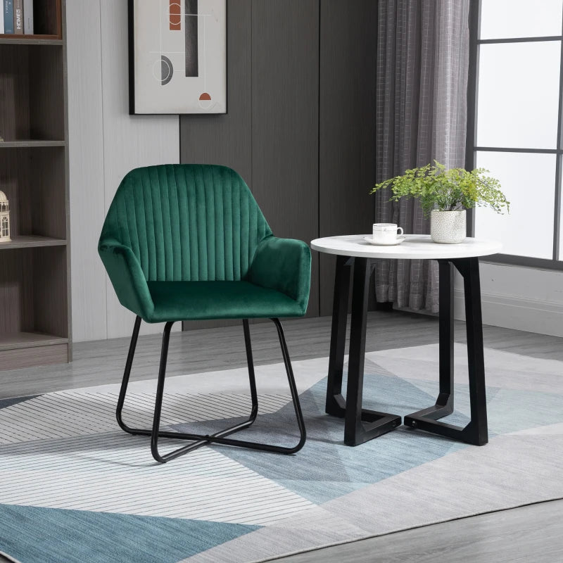 Modern Upholstered Accent Chair with Metal Base for Living Room in Green - Stylish Armchair for Home Decor