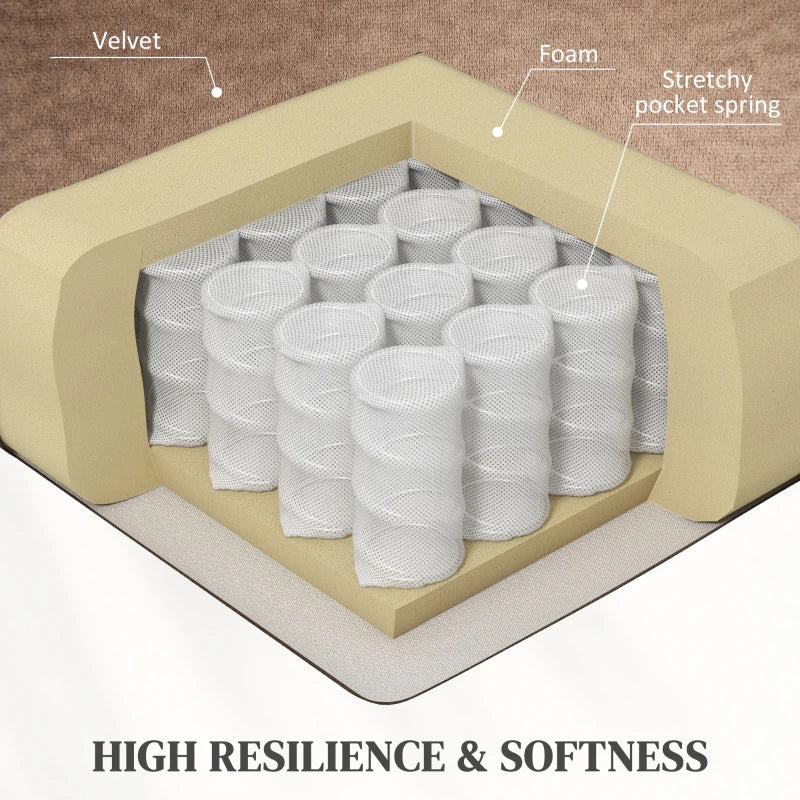 Velvet Electric Lift and Recline Massage Armchair with Remote Control in Brown