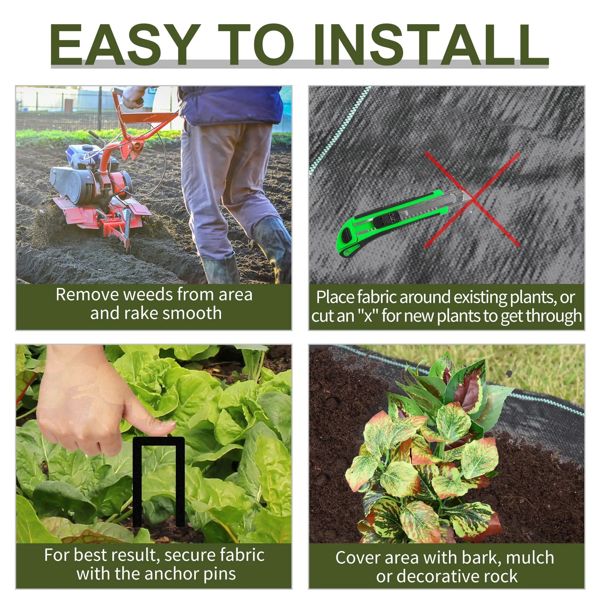 2m x 50m Weed Control Membrane, Heavy Duty Weed Control Barrier Fabric, 100gsm Ground Cover