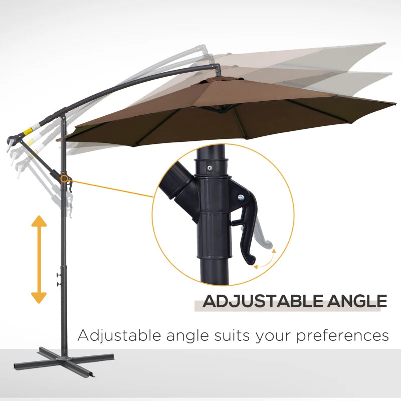 Brown 2.45m Overhanging Cantilever Parasol with Cross Base