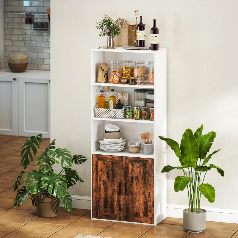 Rustic Brown 5-Tier Bookcase with Adjustable Shelves - Stylish Storage Solution for Home or Office
