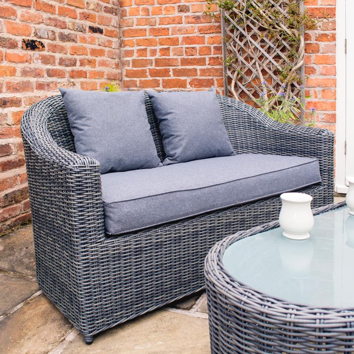 4-Piece Dark Grey Rattan Sofa Set