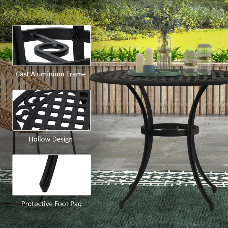 Round Aluminium Garden Table with Parasol Hole - 90cm