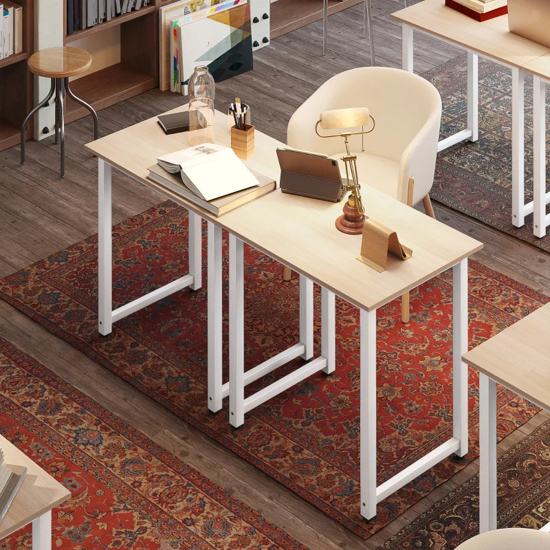Modern White Computer Desk - 80x60x76cm Writing Table Workstation for Home Office & Study with Metal Frame, Easy Assembly