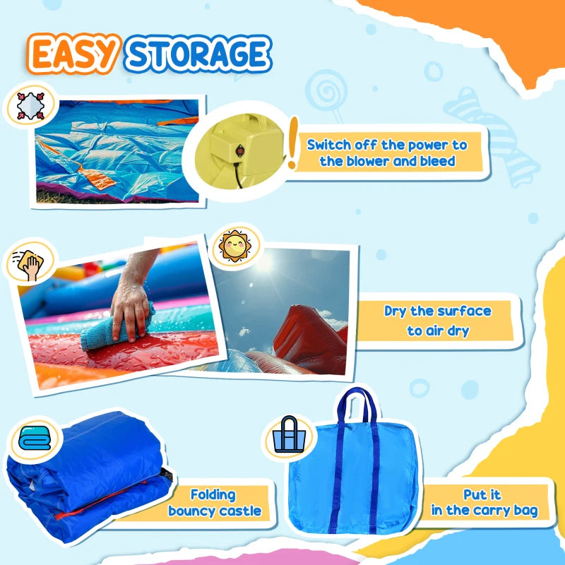 Kids Inflatable Bounce Castle with Trampoline Pool and Climbing Wall 28m x 17m x 155m with Inflator and Carry Bag