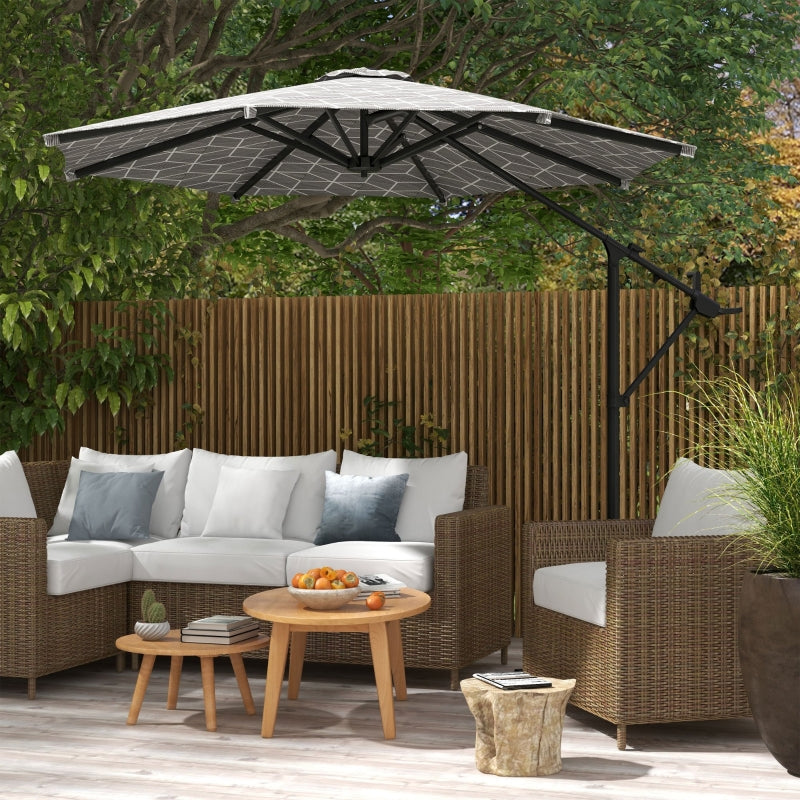 360° Rotation Black & White Cantilever Garden Parasol