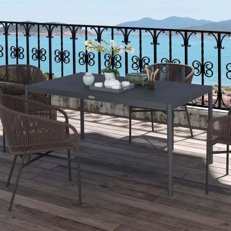 6-Seater Outdoor Dining Table - Aluminum Top, Steel Legs (Grey)