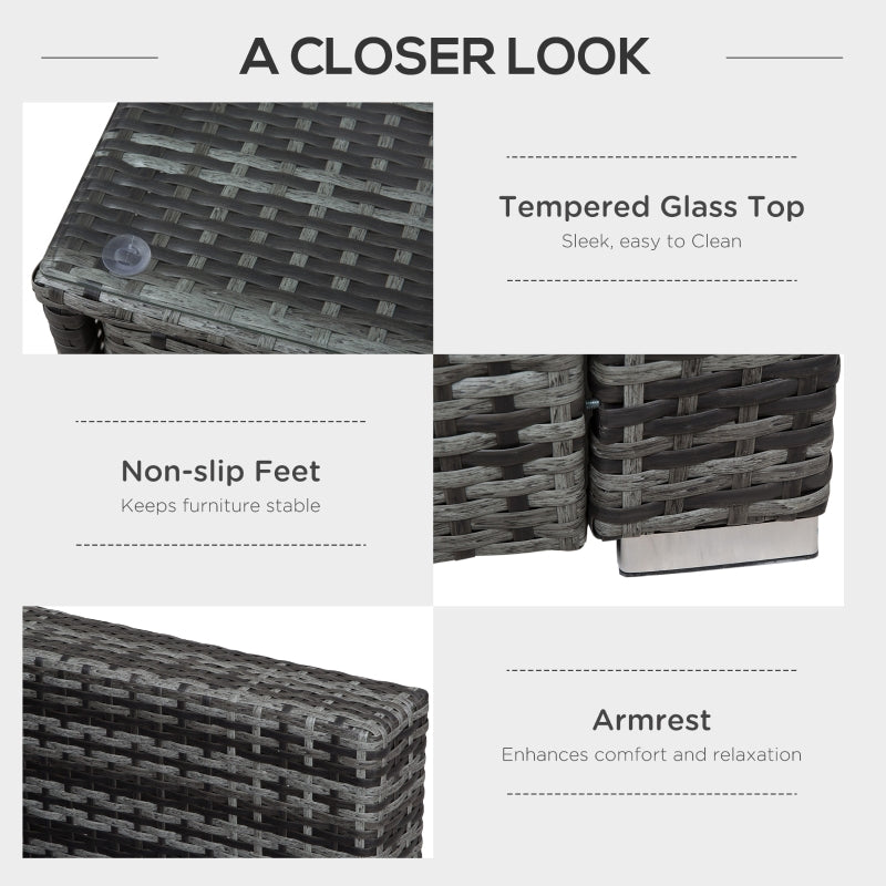 Grey 4 Seater Rattan Sofa With Cushions