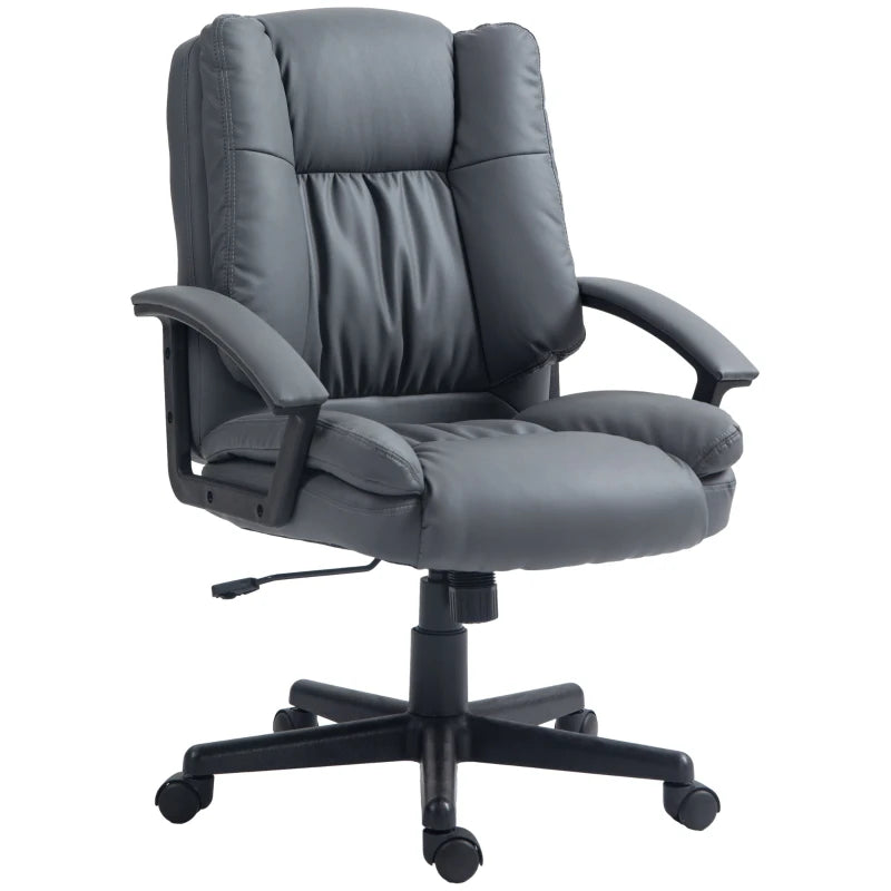 Ergonomic Mid Back Office Chair - Adjustable Height Computer Desk Chair with Swivel Rolling Wheels - Dark Grey for Home Study