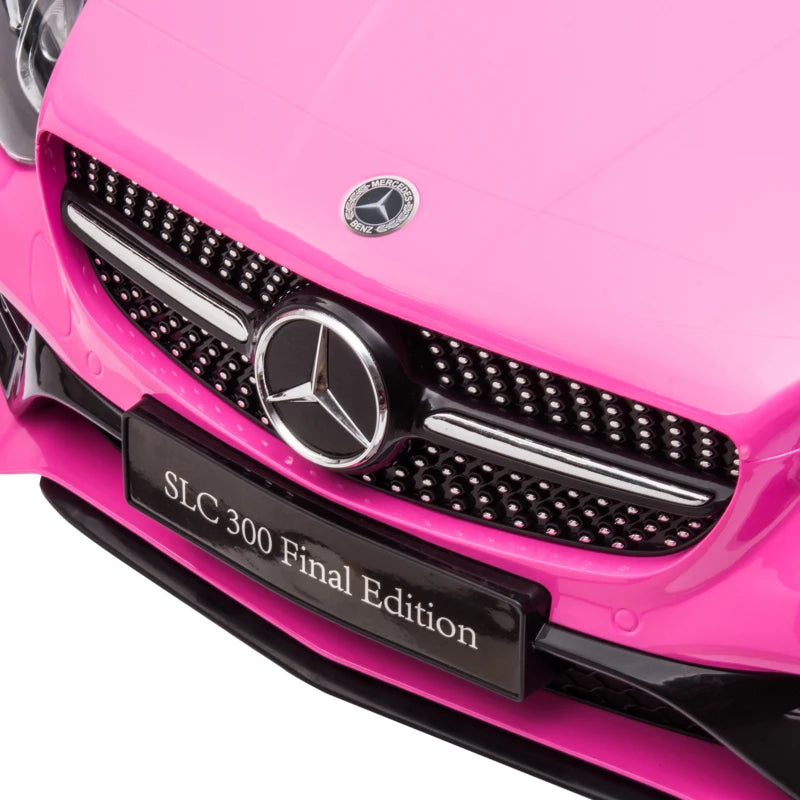 Benz SLC 300 Licensed 12V Kids Electric Ride On Car - Pink, Music, Remote Control, LED Headlights & Horn