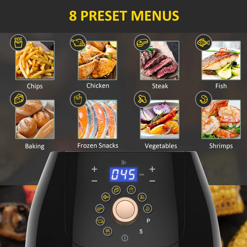 5.5L 1700W Digital Air Fryer with Adjustable Temperature 80-200°C - Healthy Cooking Made Easy!