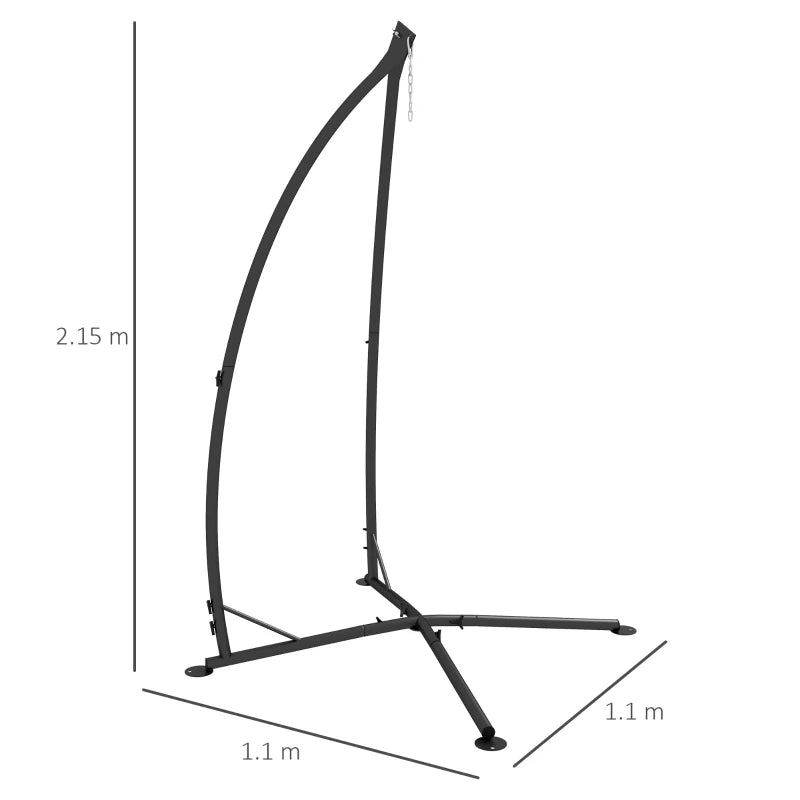 Black Metal Hammock Chair Stand with Chain for Indoor & Outdoor Use